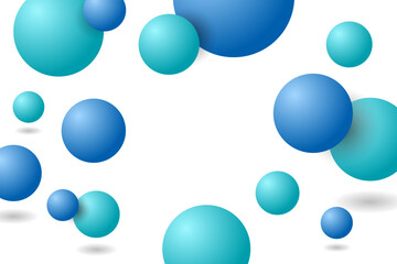 Colorful Blue Ball On White Background. Copy Space. Technology Banner. Vector Illustration. Abstract Business Wallpaper. Minimal