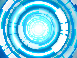 Technology Background With Blue Neon Lights Line. Futuristic Wallpaper. Vector Illustration. Backdrop