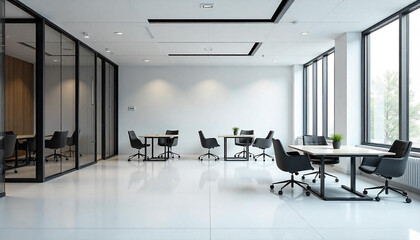 Modern open plan office interior workspace