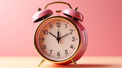 Black alarm clock isolated on pink background