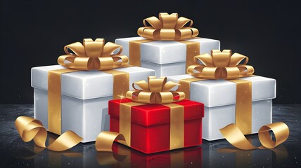 Luxurious Christmas Gift Boxes with Gold Accents on Elegant Display