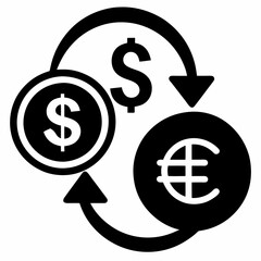 Currency Conversion Icon Black Silhouette Vector
