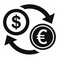 Currency Conversion Icon Black Silhouette Vector