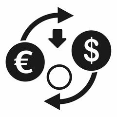Currency Conversion Icon Black Silhouette Vector