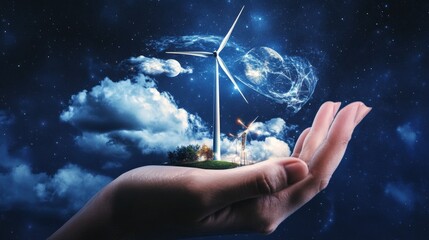 Augmented Reality Wind Turbine Concept in a Human Hand