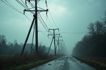 Storm damage to power lines disrupts electricity supply, highlighting the vulnerability of infrastructure during extreme weather conditions and the importance of resilience in modern society.