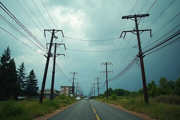 Storm damage to power lines disrupts electricity supply, highlighting the vulnerability of infrastructure during extreme weather conditions and the importance of resilience in modern society.