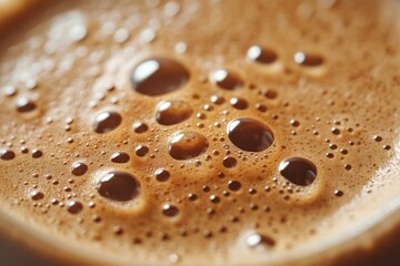 Tiny bubbles rising to the surface of a refreshing carbonated beverage, creating a textured froth