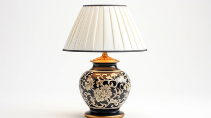 Black and gold Antique table lamp isolated on white background