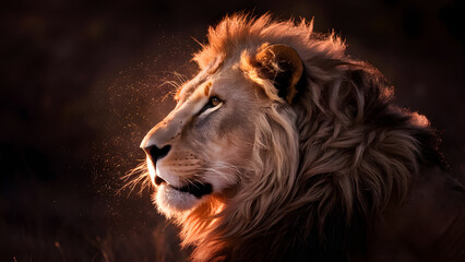 close up portrait of a lion