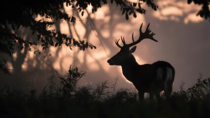 deer silhouette at sunset