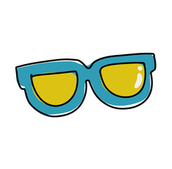 Cute sunglasses blue yellow doodle hand drawn sun protector png transparent digital planner sticker clipart