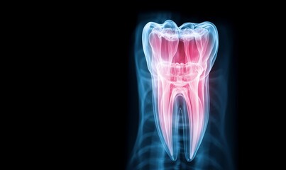X-ray image of a tooth highlighting its structure and anatomy.