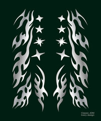 Silver tribal flame design set for jdm racing cars or bike, abstract flame wrap design for cars © Neocozmo Graphic