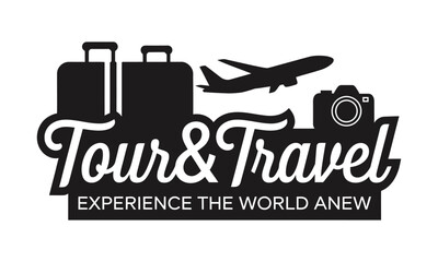 Travel Vector Silhouettes and Vector Clip Art Logo Icons Set Depicting Travel, Exploration, and Adventure Themes