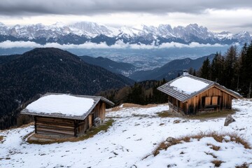 The Puster Valley / Alta Pusteria, South Tyrol, Dolomites, with Sexten / Sesto village in winter.