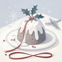 christmas cake with berries