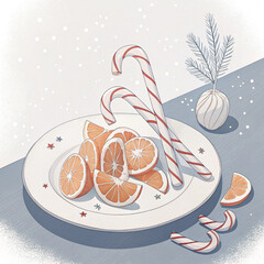 christmas background with orange and cinnamon