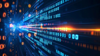 Fototapeta premium A concept of data flow. Ability to query, analyze, and visualize complex information in real time. A neural network for stock. Data mining. Business analytics. The latest in big data technology.