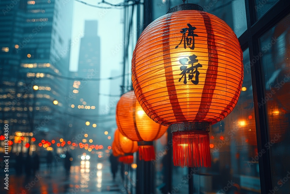 Poster there are many lanterns with the word 