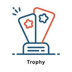 Trophy Vector two Colors Outline Icon. Eps 10 File