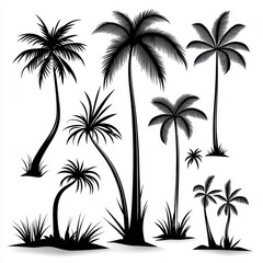 Obraz premium Palm Tree Silhouettes Tropical Design Elements