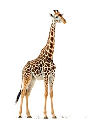 Naklejka premium Giraffe walking isolated white background
