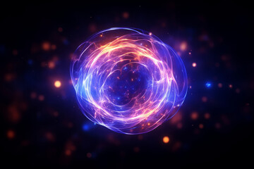 Obraz premium Attractive Blue Glowing Energy Sphere on Dark Background