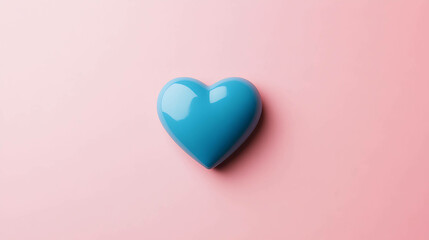 Fototapeta premium Blue heart on pink background 