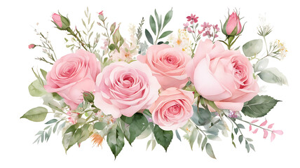 Watercolor Bouquet of Roses – Elegant Floral Art