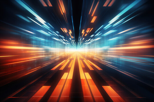 Attractive Futuristic speed motion with blue and red rays of light abstract background