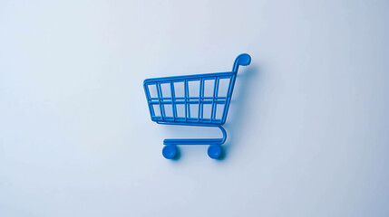 blue shopping cart on blue background