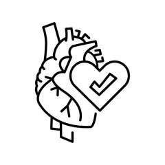 Biocompatibility black line icon.