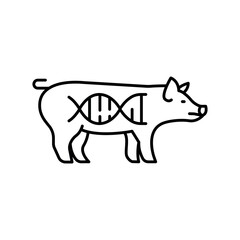 Genetically modified pig black line icon.