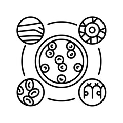 Induced pluripotent stem cells black line icon.