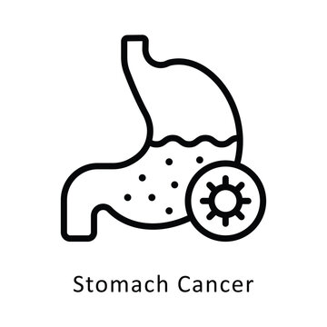 Stomatch Cancer Vector Outline Icon. Eps File 10