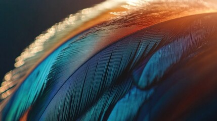 Obraz premium Vibrant Bird Feather Close Up Detailed Texture