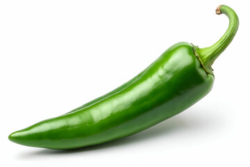 A vibrant green jalapeno pepper, known for its spicy flavor, commonly used in various cuisines to enhance dishes.