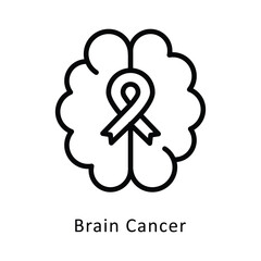 Brain Cancer Vector Outline Icon. Eps File 10
