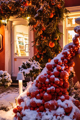 Decorated streets for the New Year and Christmas in Zelenogradsk at the Baltic sea.