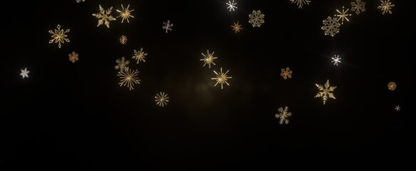 Falling snow at night. Bokeh lights