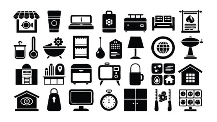 Home and Interior Design related icon editable stroke outline  set of different types small icons isolated on white background flat vector illustration