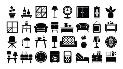 Home and Interior Design related icon editable stroke outline  set of different types small icons isolated on white background flat vector illustration