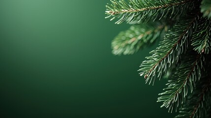 Simple and clean Christmas tree branch against a soft green background