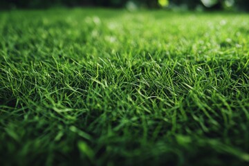 Naklejka premium Lush Green Grass Blades Close Up Macro Background