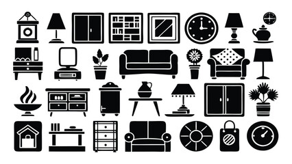 Home and Interior Design related icon editable stroke outline  set of different types small icons isolated on white background flat vector illustration