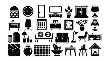 Home and Interior Design related icon editable stroke outline  set of different types small icons isolated on white background flat vector illustration