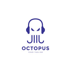Octopus music brand company logo design modern vector