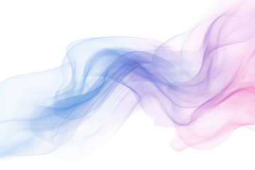 Soft, pastel-colored smoke drifting slowly, creating a calming and artistic visual effect isolated on white background