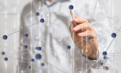 Neural network 3D illustration. Big data and cybersecurity